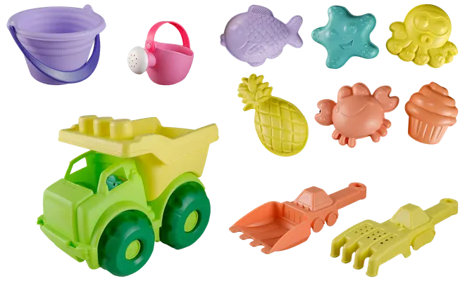 Sandlegetøj 11 dele - lastbil og kande