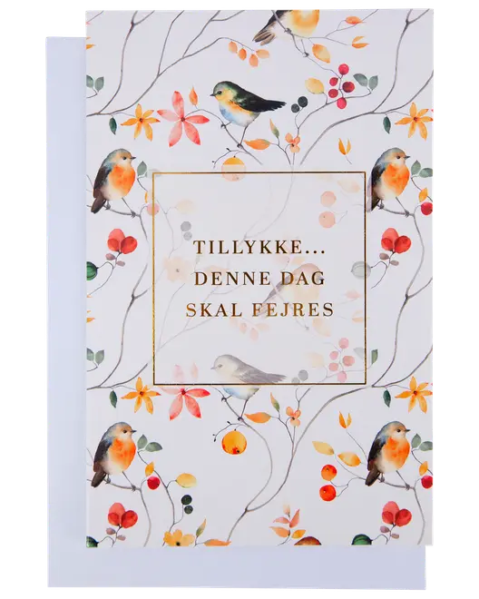Kort med kuvert 11x17 cm - fugle