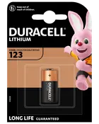 Duracell Lithium 123-batteri, enstycksförpackning, passar CR123/CR123A/CR17345-enheter. Lång livslängd garanteras, kopparfärgad topp, säker blisterförpackning.