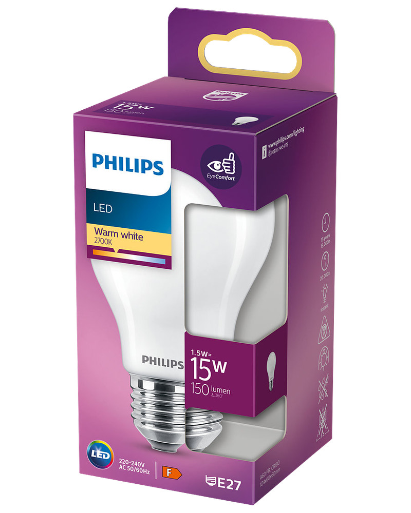 PHILIPS LED normallampa 1,5W E27 A60