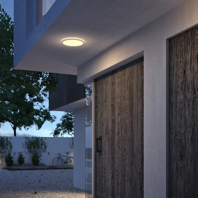 PHILIPS Taklampa SceneSw. slim Ø25cm 15W IP54 vit