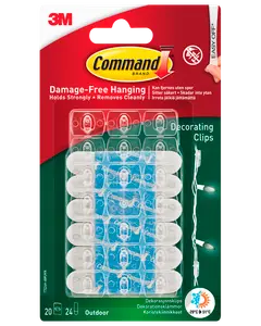 Command™-Clips för utomhusdekoration – 20 krokar