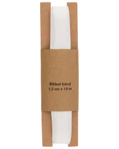 Ribbad band 1,5 cm x 10 meter - vit
