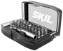 Kompakt SKIL-fodral med 25-delars skruvbitsset i olika typer och storlekar samt bithållare. Transparent lock för enkel översikt och säker förvaring.