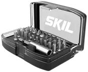 Kompakt SKIL-etui med 25-delt skruetrækkerbitsæt i forskellige typer og størrelser samt bitholder. Gennemsigtigt låg giver nemt overblik og sikker opbevaring.