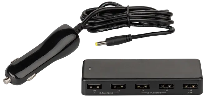 Biloplader til 5 USB produkter