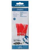 Kinetic Sabiki havfiskeri-forfang med røde glow-agn, størrelse 2/0, til makrel og andre saltvandsfisk.