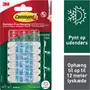 Förpackning med 20 genomskinliga Command dekorationsklämmor och 24 remsor, för utomhusbruk, skadar inte ytan, håller upp till 12 meter ljusslinga, väderbeständig.
