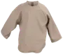 Beige langærmet pullover med rund hals, raglanærmer og løs pasform.