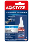 Loctite skruesikring, medium styrke, 5g flaske. Til metalbolte og møtrikker. Forhindrer løsning ved vibration. Blå etiket, hvid hætte, blisterpakning.