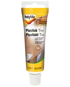 Polyfilla Plastisk Træ filler tube i teakfarve til udfyldning af huller og revner i træ, til indendørs og udendørs brug.