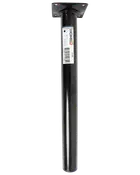 Sort metalmøbelben med rundt rørdesign og firkantet monteringsplade øverst. Velegnet til borde eller skabe. Holdbart, moderne udseende, nem montering med skruer.