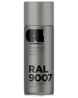 Cosmoslac RAL 9007 spraymaling, 400 ml dåse, premium akryl, grå aluminium farve. Velegnet til metal, træ og plast. Giver en glat, metallisk finish.