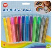 Sæt med ti glitterlimpenne i forskellige farver, perfekte til kunst og hobby. Hver pen har en farvet hætte, der matcher limen. Velegnet til børn fra 3 år.