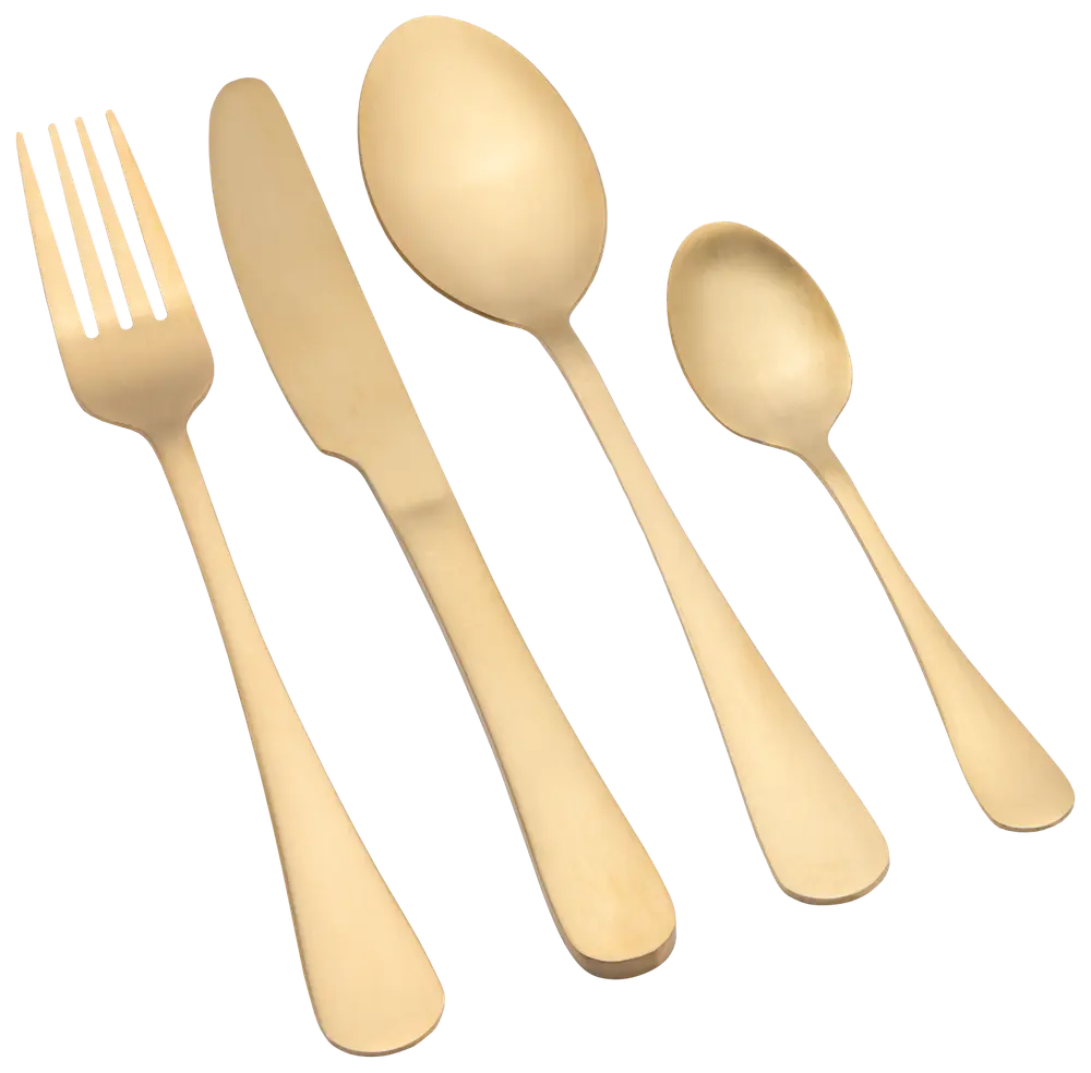 Bestiksæt 16 dele - mat guld