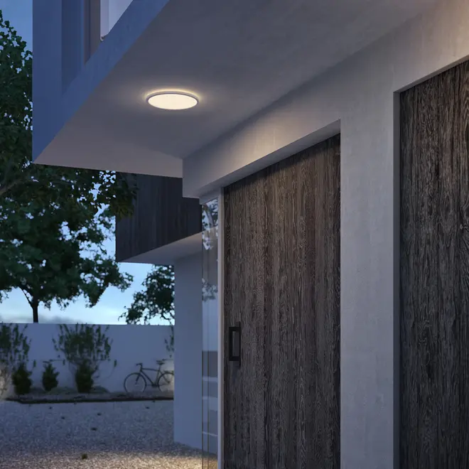 PHILIPS Taklampa SceneSw. slim Ø25cm 15W IP54 vit