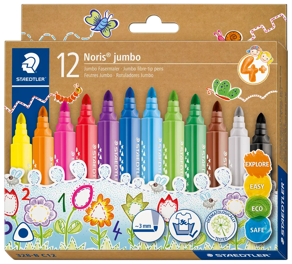 Jumbo tuschpennor 12-pack