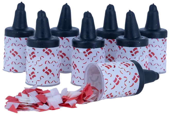 Konfetti pop rød/hvid - 8 stk