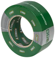 En rulle G. Funder byggetape, 50 meter lang og 48 mm bred, med grøn og sølv yderside samt mærket inderkerne. Holdbar til forskellige byggeopgaver.