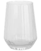 Klar glas tumbler med bred bund og let tilspidsede sider. Glat overflade, gennemsigtig, moderne og minimalistisk design. Rummer cirka 300-400 ml.
