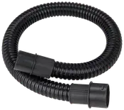 Flexibel svart dammsugarslang med räfflad yta och plastkopplingar i båda ändar. Passar våt-/torrdammsugare, enkel att montera och ta bort.