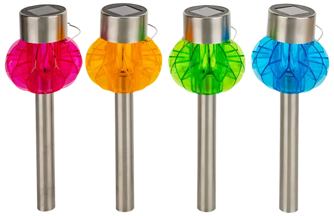 Solcellslampa på spett färgad 