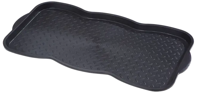 Svart bagagerumsmatta i gummi med upphöjda kanter och diamantmönster. Skyddar bilens bagageutrymme mot smuts och vätskor. Flexibel och lätt att rengöra.