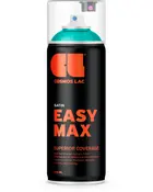 Cosmos Lac Easy Max satin spraymaling, 400 ml dåse, sort med orange tekst, klar hætte, overlegen dækning, ny generation akrylmaling, fløjlsfinish, drypfri teknologi.