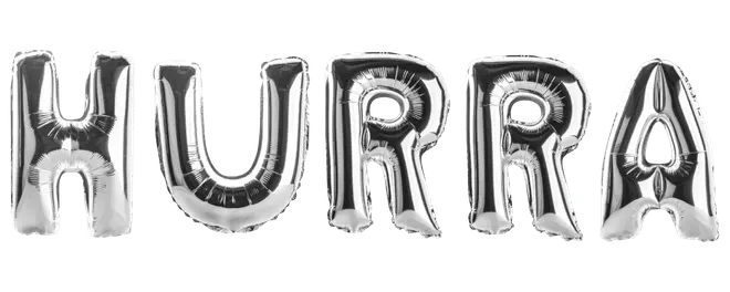 Folieballon 40 cm Hurra - Sølv