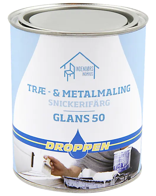 Droppen Træ og metal maling 0,75 L glans 50 - modehvid