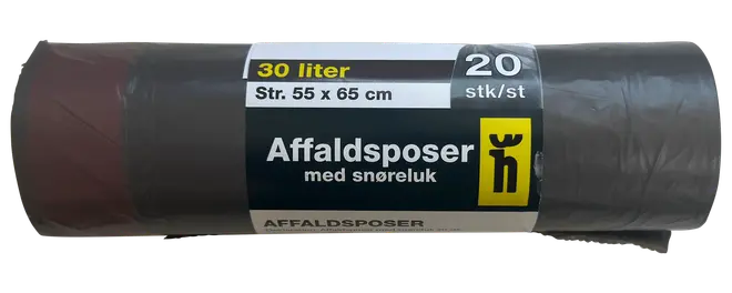 Affaldspose med snøreluk 30 L