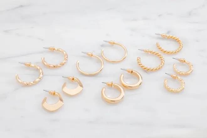 Øreringe hoop 6 par - guld