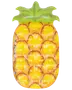 Uppblåsbar poolflotte formad som en ananas med gul kropp, bruna detaljer och grön topp. Tillverkad av slitstark plast, perfekt för avkoppling i vattnet.