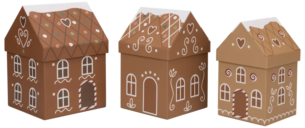 Presentlåda pepparkakshus 3 st