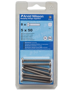 Arvid Nilsson Maskinskrue A4 PH M5 x 50 mm 8-pak