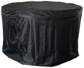 Rund sort vandtæt overtræk til udendørsmøbler eller grill, lavet af slidstærkt, vejrbestandigt materiale. Har forstærkede syninger og elastiske kanter for sikker pasform.