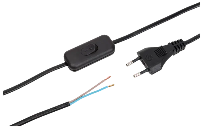 Ledning med afbryder 4 m - sort