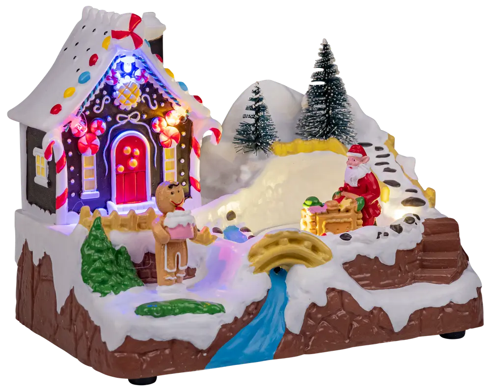 Pepparkakslandskap med LED 