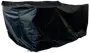 Stor sort vandtæt overtræk, rektangulær form, lavet af holdbart plastmateriale. Beskytter udendørsmøbler eller udstyr mod regn, støv og sol. Synlige folder i materialet.