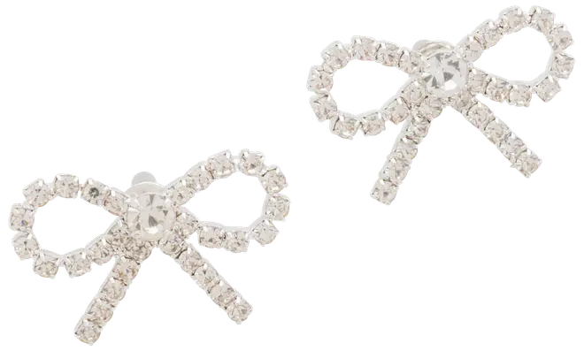 Øreringe sløjfe med sten - sølv