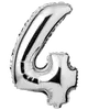 Stor sølvfolieballon formet som tallet nul, med skinnende metallisk finish og selvforseglende ventil, ideel til fester, begivenheder eller dekorationer.