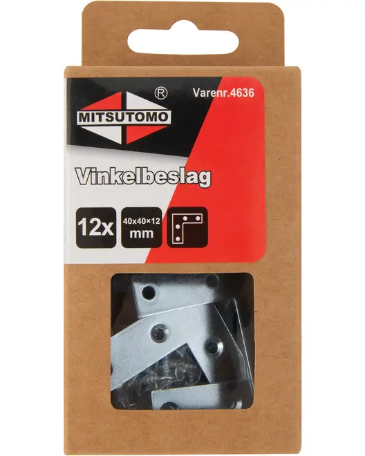 Hörnbeslag 40x40x12mm 12 st