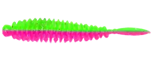 Flexibait Fat Worm Pink Green 5-pak - hvidløg