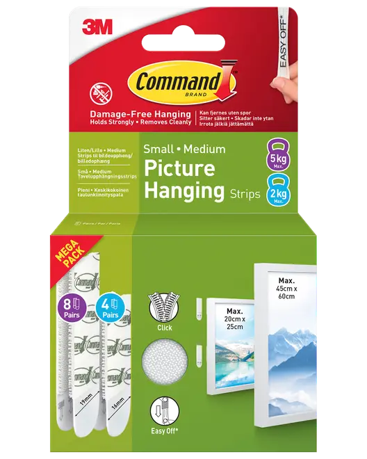 Command™ Strips Tavelupphängning - Vit S och M