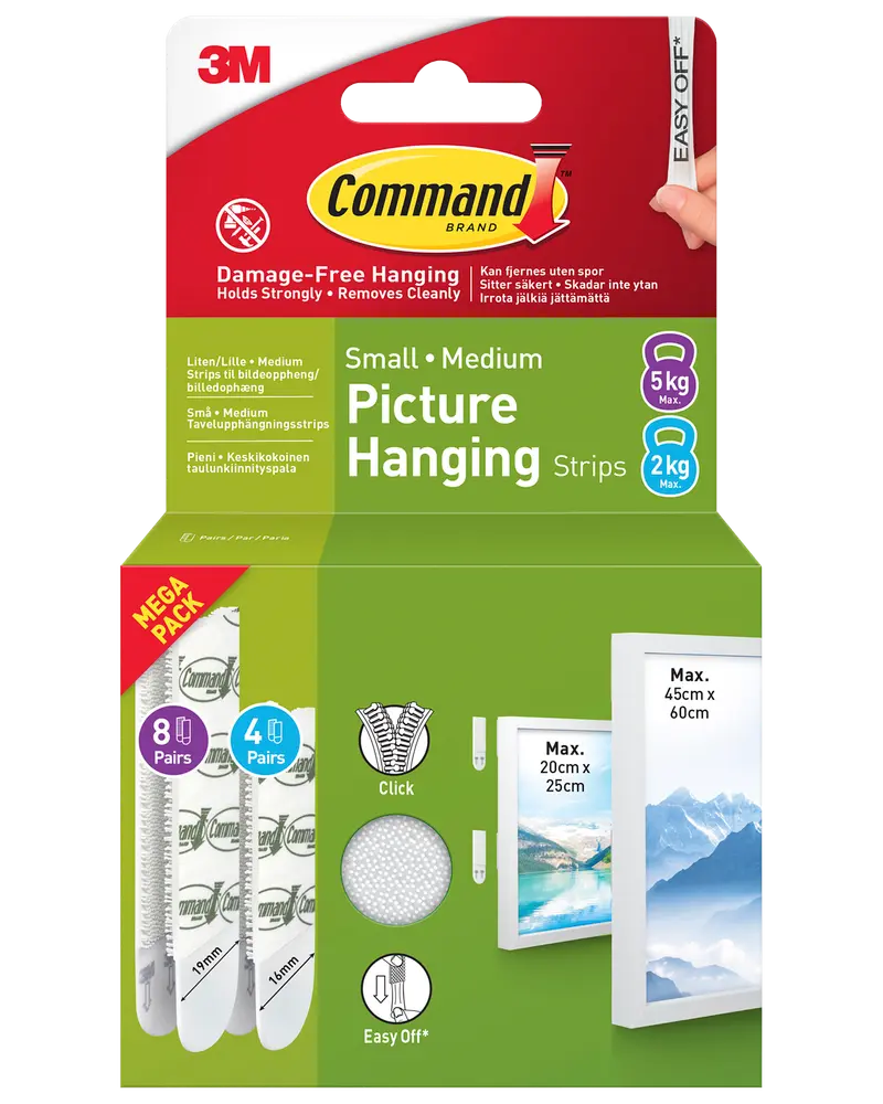 Command™ Strips Tavelupphängning - Vit S och M