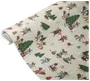Presentpapper med julmotiv, tecknade djur i vinterkläder, granar, paket och snöflingor på ljusbeige bakgrund. Perfekt för julklappar.