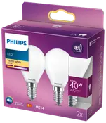 PHILIPS LED klotlampa 5W E14 P45 2-pack