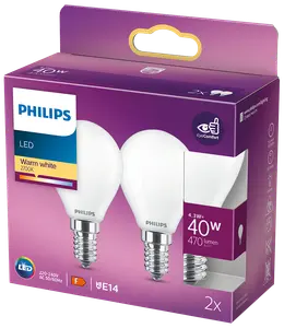 PHILIPS LED-pære 5W E14 P45 2-pak