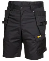 Sorte arbejdstasker med flere lommer, forstærkede syninger, bæltestropper og gul "Worx" logo. Slidstærkt stof, velegnet til krævende opgaver og komfortabel pasform.