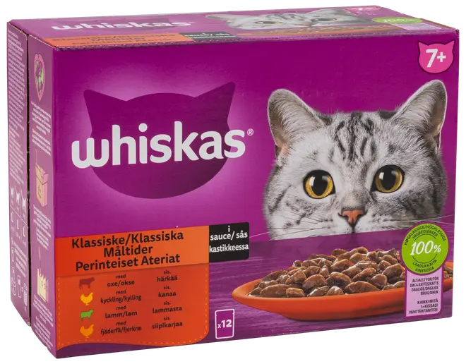 Whiskas 7+ köttmeny i sås 12 st